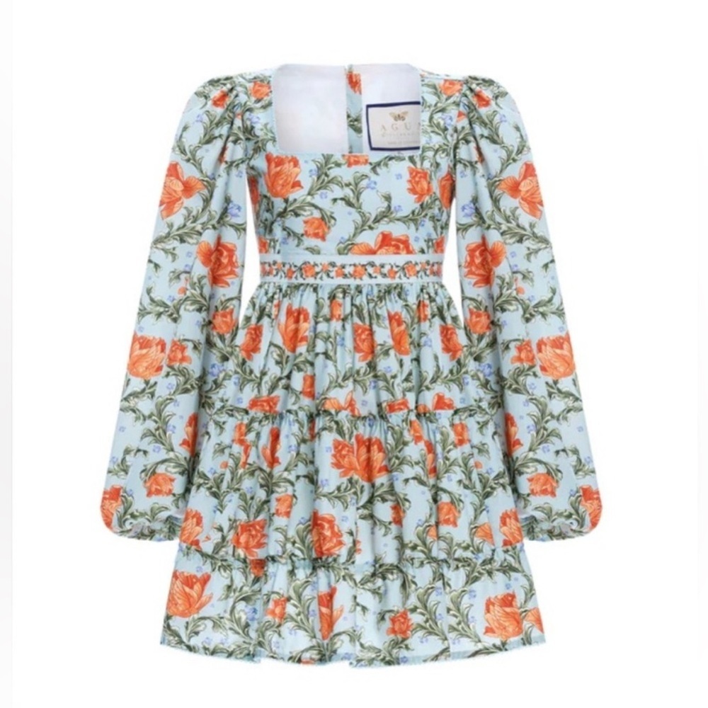 NWT AGUA BY AGUA BENDITA AVENA PEONIA ATARDECER MINI DRESS, SIZE M - Picture 8 of 16
